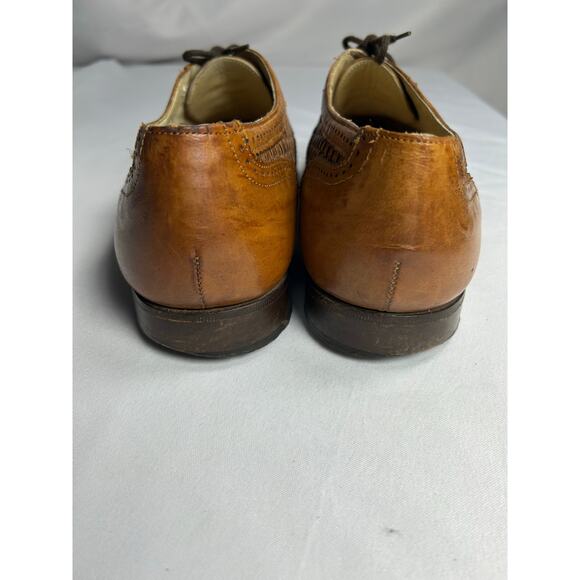 Mezlan Sevilla Oxford Woven Leather Dress Shoes Men 12 EE Brown Handcrafted ￼